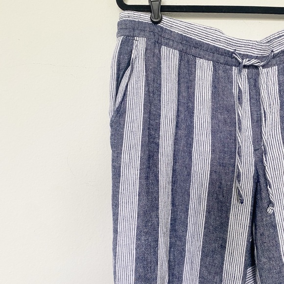 OLD NAVY Linen Blend Wide Leg Striped Pants Beachy Pull-On Blue/White Sz XL - Picture 4 of 10